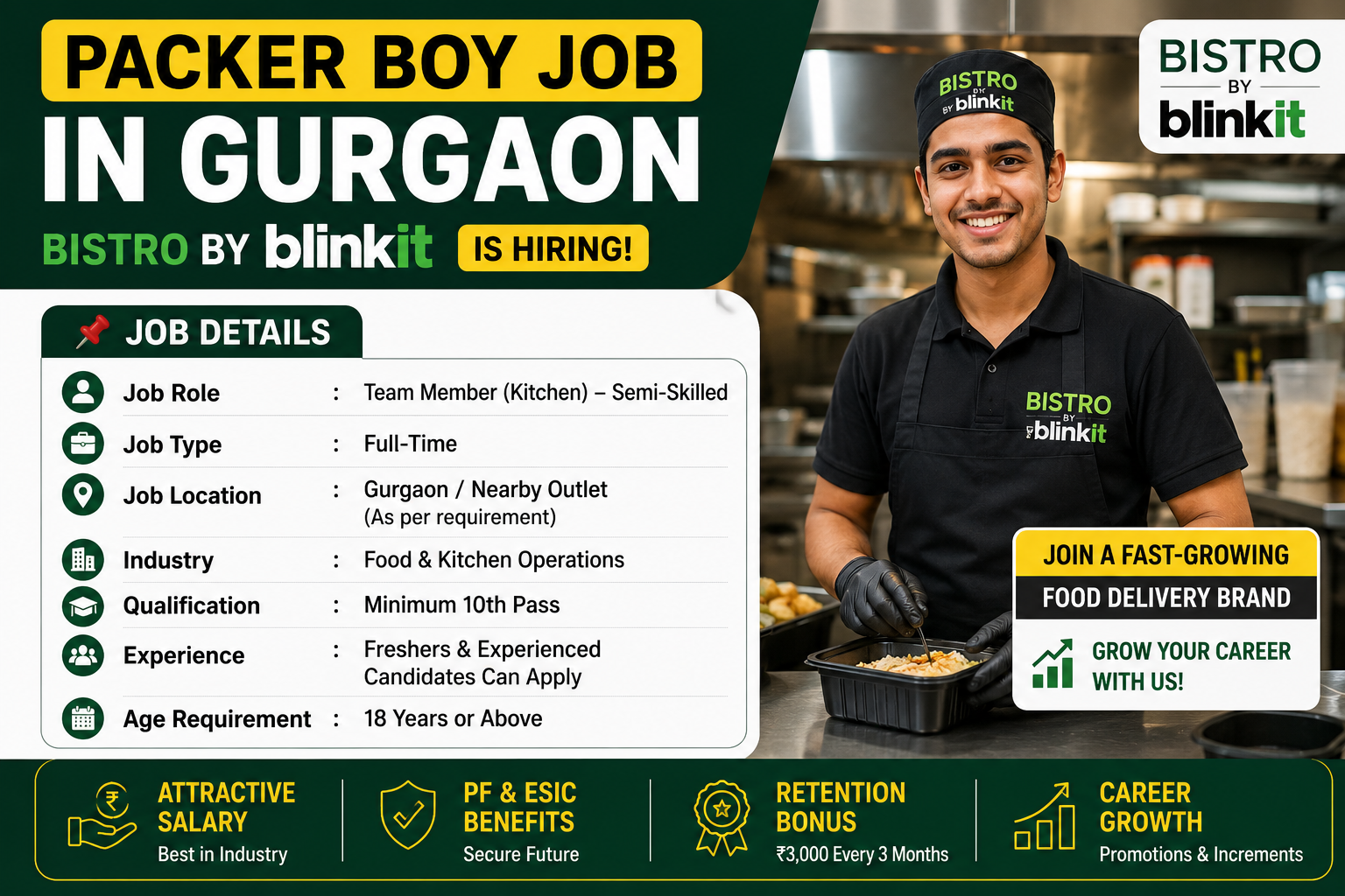 Packer Boy Job in Gurgaon | Bistro by Blinkit Hiring 1 Packer Boy Job in Gurgaon