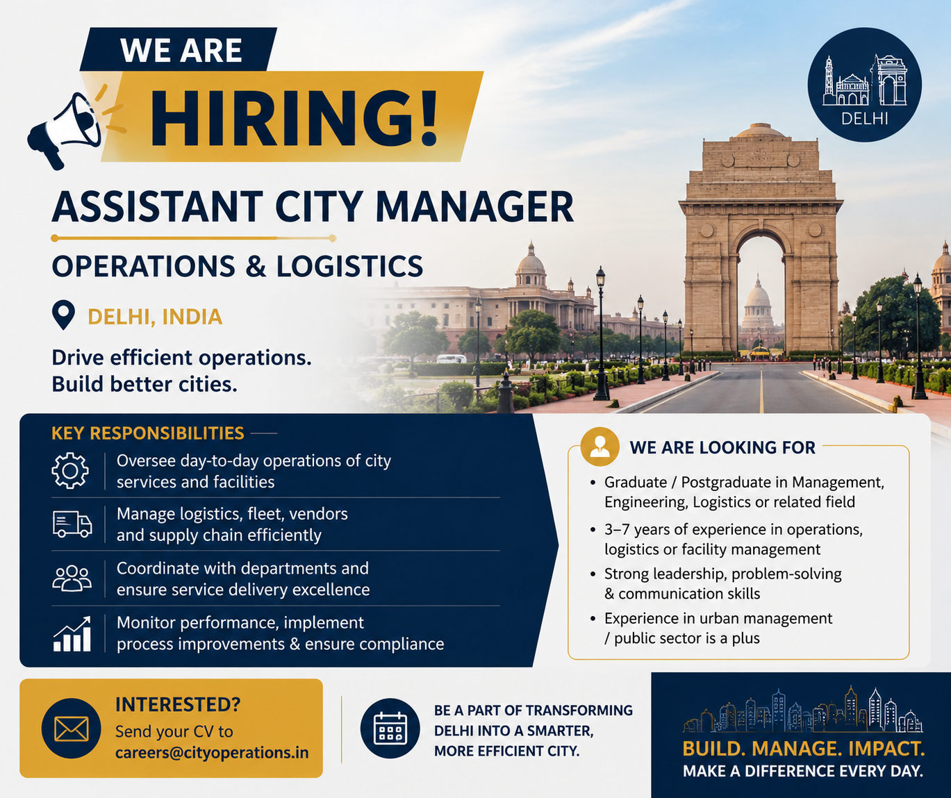Assistant City Manager 1 Assistant City Manager Job in Delhi