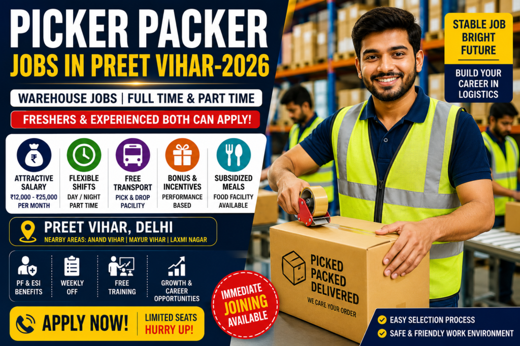 Picker Packer Jobs in Preet Vihar-2026