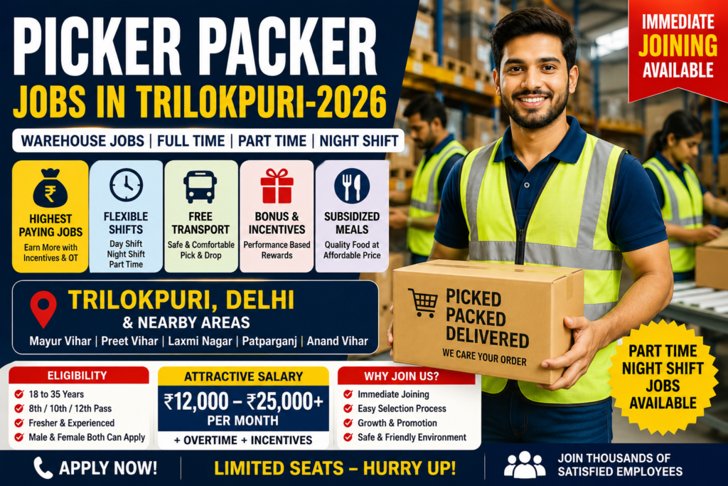 Best Picker Packer Jobs in Trilokpuri-2026