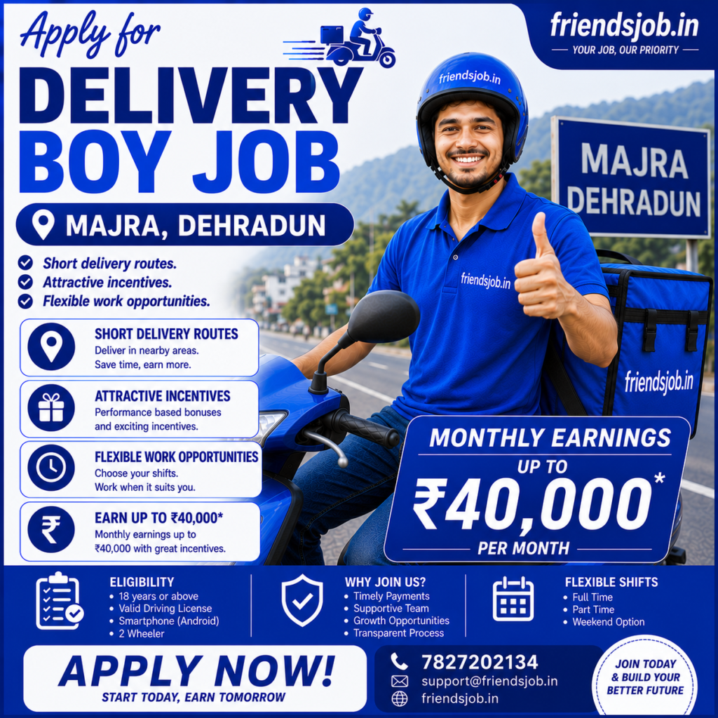 Delivery Boy Job in Majra Dehradun