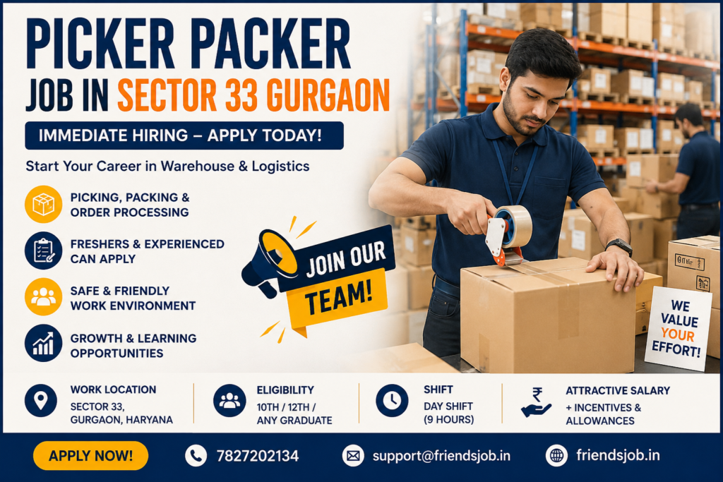 Picker Packer Job in Sector 33 Gurgaon 1 Picker Packer Job in Sector 33 Gurgaon