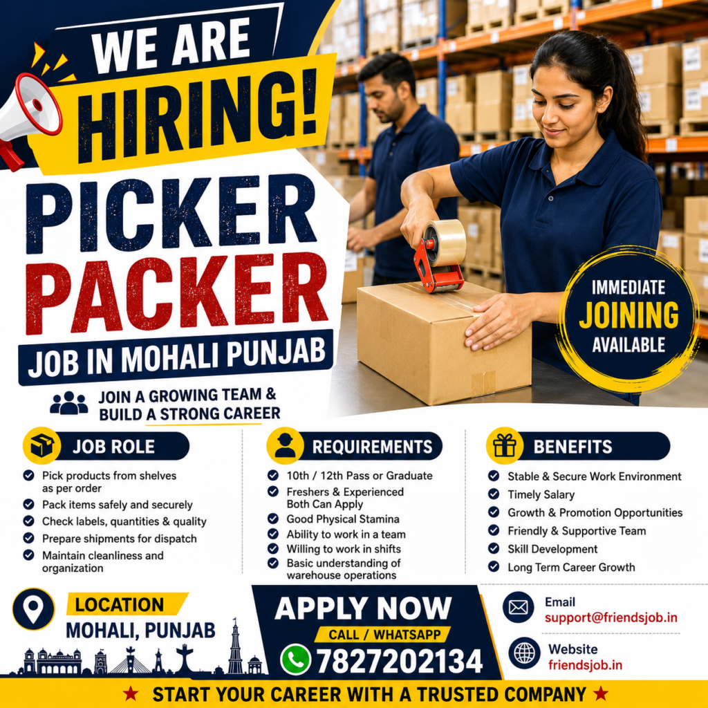 Picker Packer Job in Mohali Punjab 1 Picker Packer Job in Mohali Punjab