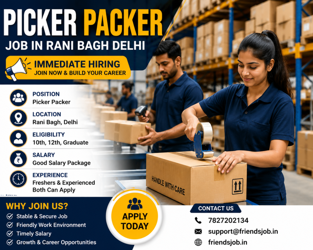Picker Packer Job in Rani Bagh Delhi 1 Picker Packer Job in Rani Bagh Delhi