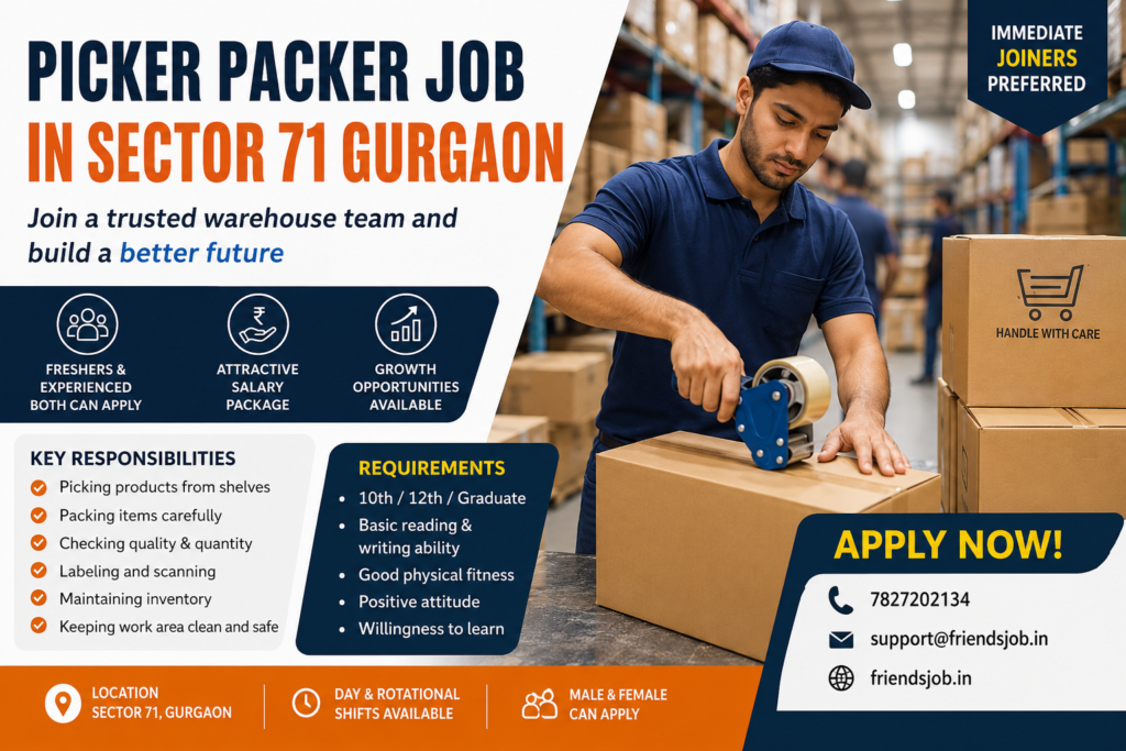 Picker Packer Job in Sector 71 Gurgaon 1 Picker Packer Job in Sector 71 Gurgaon