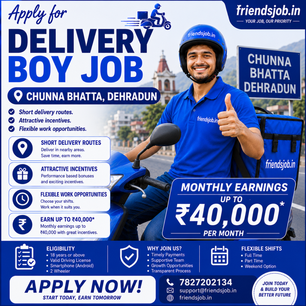 Delivery Boy Job in Chunna Bhatta Dehradun