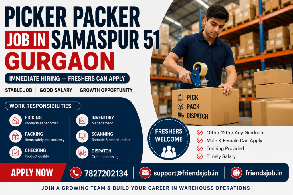 Picker Packer Job in Samaspur 51 Gurgaon