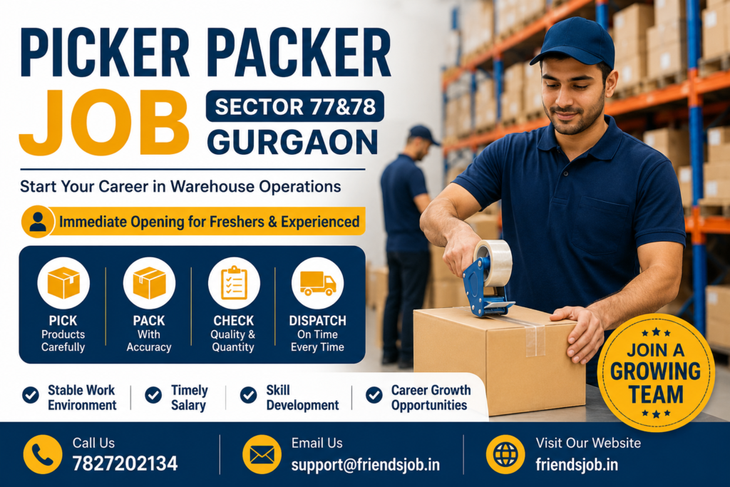 Picker Packer Job in Sector 77&78 Gurgaon
