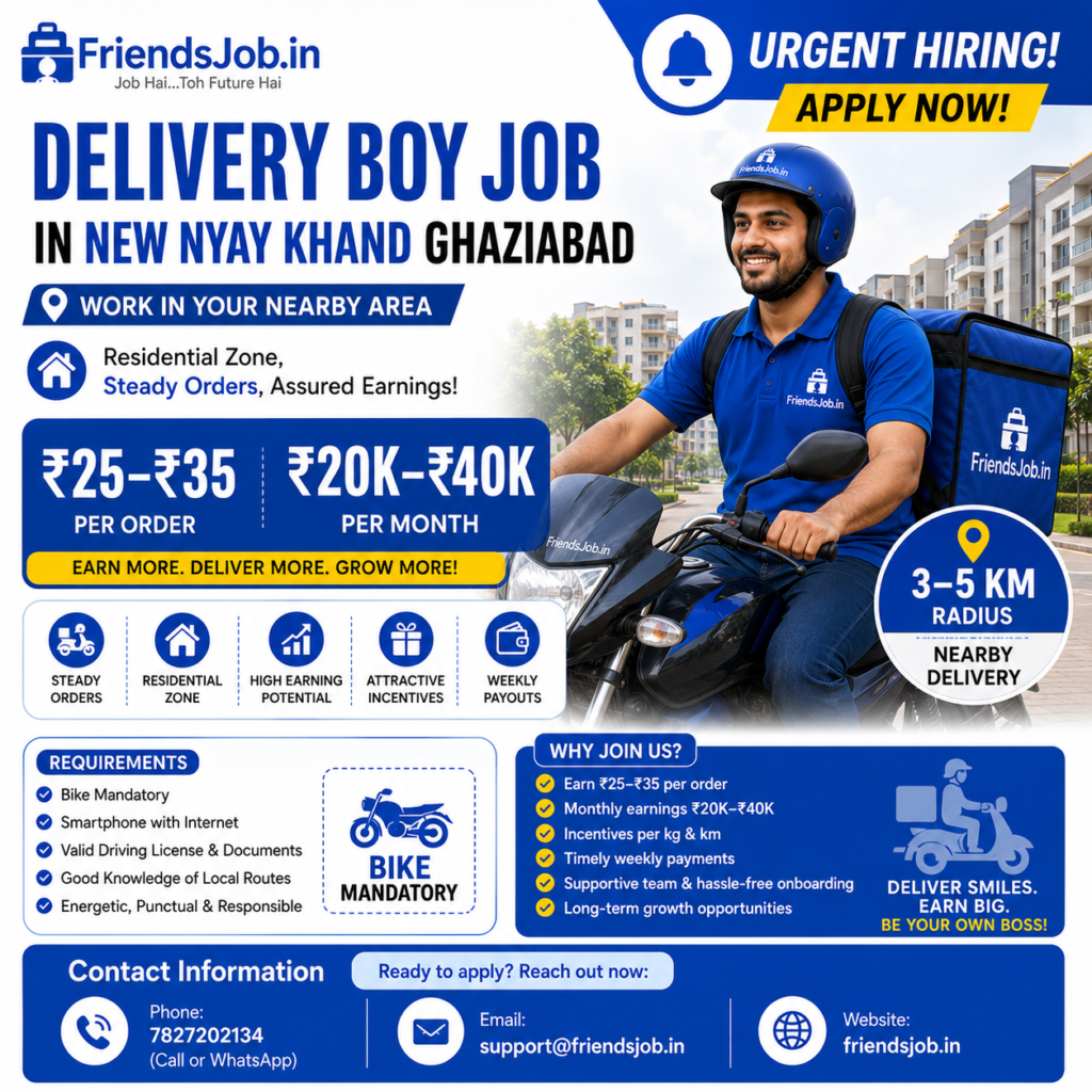 Delivery Boy Job in New Nyay Khand Ghaziabad 1 Delivery Boy Job in New Nyay Khand Ghaziabad