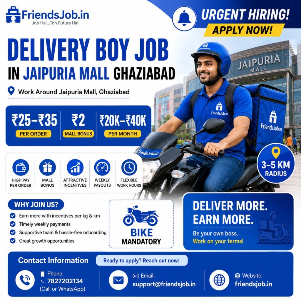 Delivery Boy Job in Jaipuria Mall Ghaziabad 1 Delivery Boy Job in Jaipuria Mall Ghaziabad