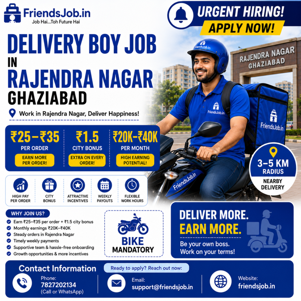 Delivery Boy Job in Rajendra Nagar Ghaziabad