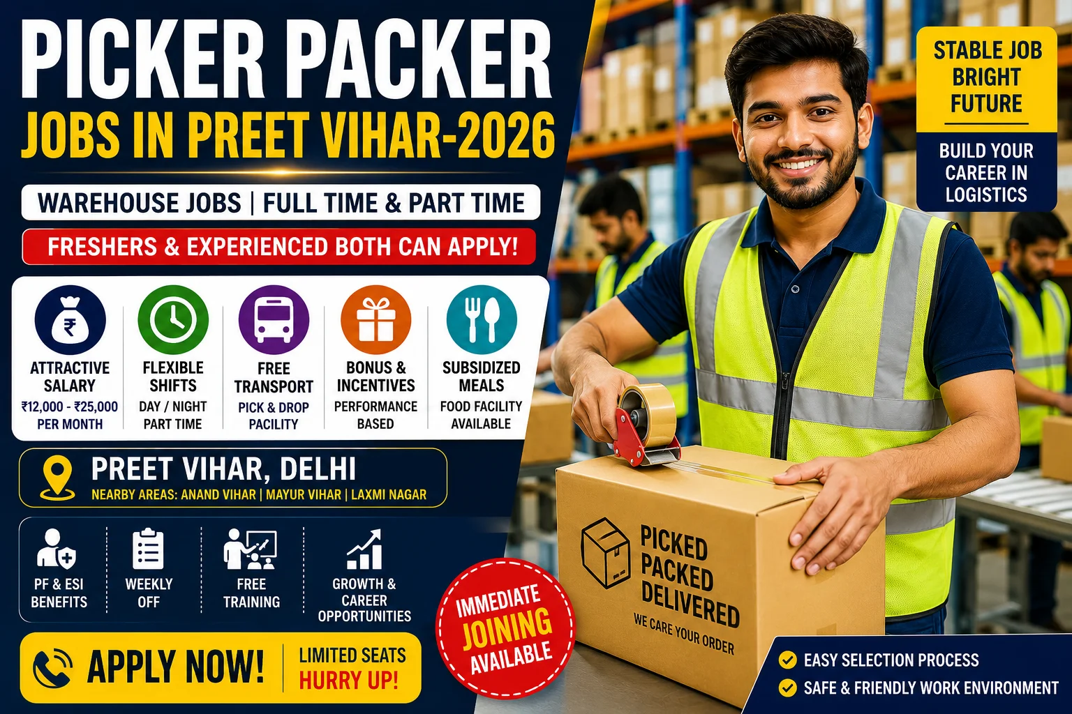 Picker Packer Jobs in Preet Vihar-2026 1 Picker Packer Jobs in Preet Vihar-2026